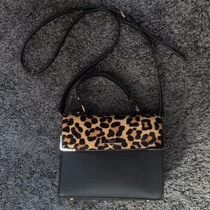 Dune London Black and Leopard Print Shoulder Bag